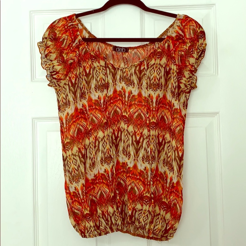 Printed short sleeve blouse